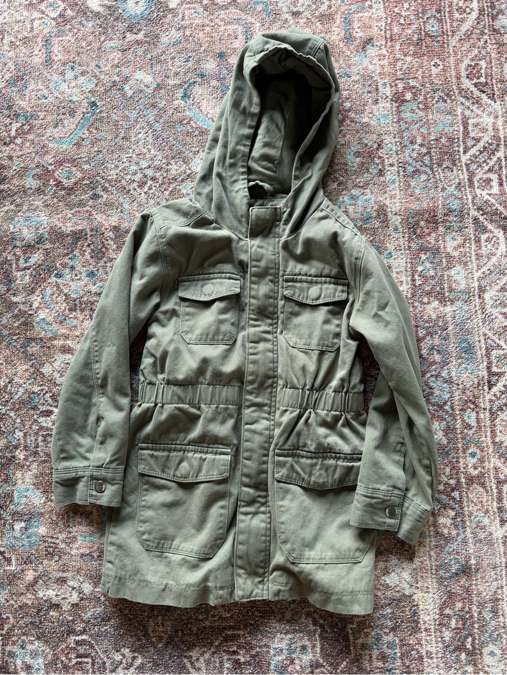 Cat & Jack Kids Lined Olive Hooded Utility Jacket